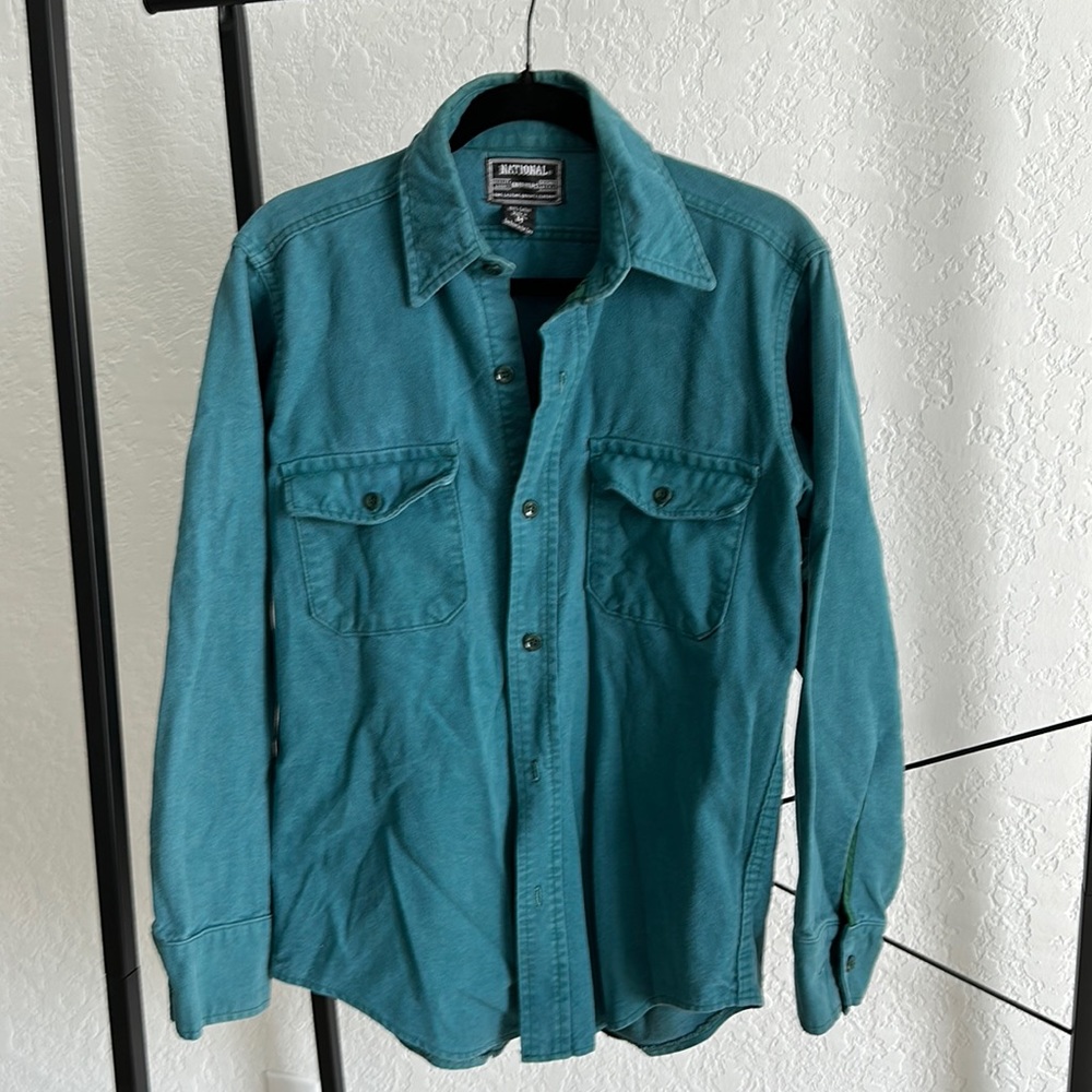 Men’s Medium vintage National Outfitters turquoise button-up shirt